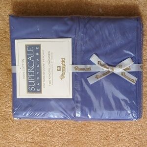 Vintage Wamsutta Easy Care Supercale Set Of 2 King Pillowcases Periwinkle Blue